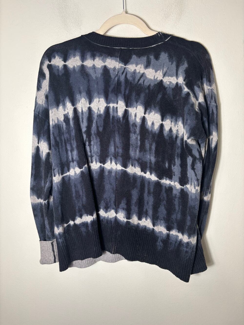 Elliot Lauren Navy Gray Tie Dye Long Sleeve Shirt Sz S